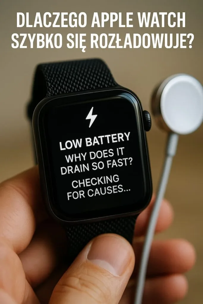 Zegarek Apple Watch z komunikatem „Low Battery”