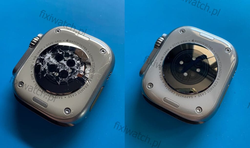 zbita tylna szybka apple watch ultra